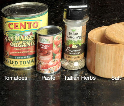 Ingredients for New York Pizza Sauce