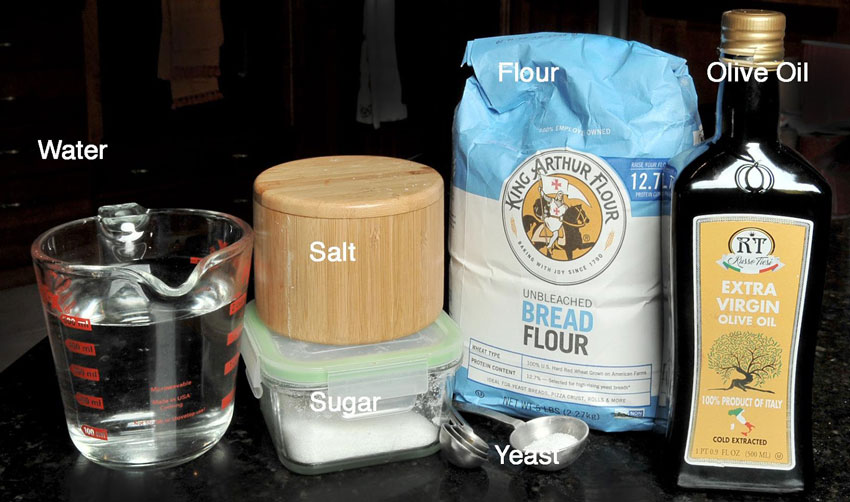 Ingredients for New York pizza dough